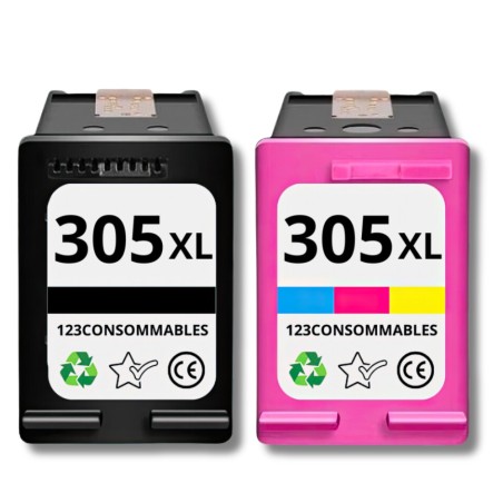 Pack 123CONSOMMABLES compatible HP 305 XL noir et couleur
