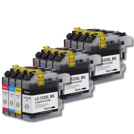 Pack 123CONSOMMABLES compatible BROTHER LC-123 12 cartouches