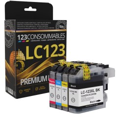 ✅ Pack 123CONSOMMABLES compatible BROTHER LC-123 4 cartouches couleur pack en stock