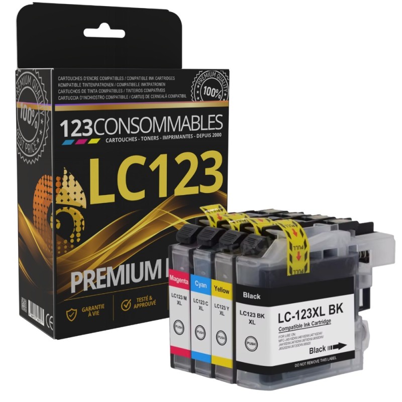 Pack 123CONSOMMABLES compatible BROTHER LC-123 4 cartouches