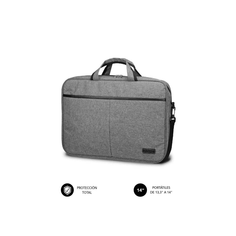 Sacoche pour ordinateur portable Subblim Elite de 13,3" à 14" - En polyester Oxford - Double fermeture éclair - Gris