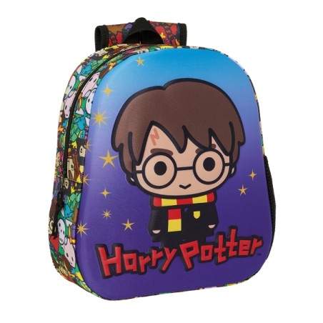 ✅ Sac à dos 3D Safta Harry Potter - Poignée - Porte-bouteille latéral - 27 x 33 x 10 cm - Bleu couleur bleu en stock