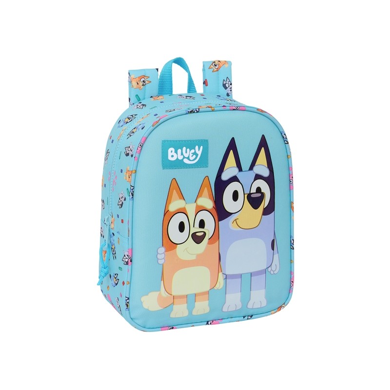 Sac à dos de garderie Safta Bluey - Adaptable au chariot - Dragonne - 22 x 27 x 10 cm - Bleu clair