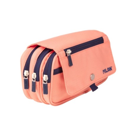 ✅ Trousse à crayons grande capacité Milan Collection 430 - 3 poches zippées et une petite poche avant - Rose en stock