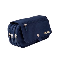✅ Trousse à crayons grande capacité Milan Collection 430 - 3 poches zippées et une petite poche avant - Bleu en stock