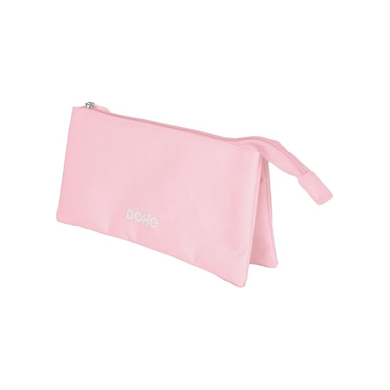 Trousse triple Dohe Serenity - Fermeture à double glissière avec tirette en caoutchouc - Rose