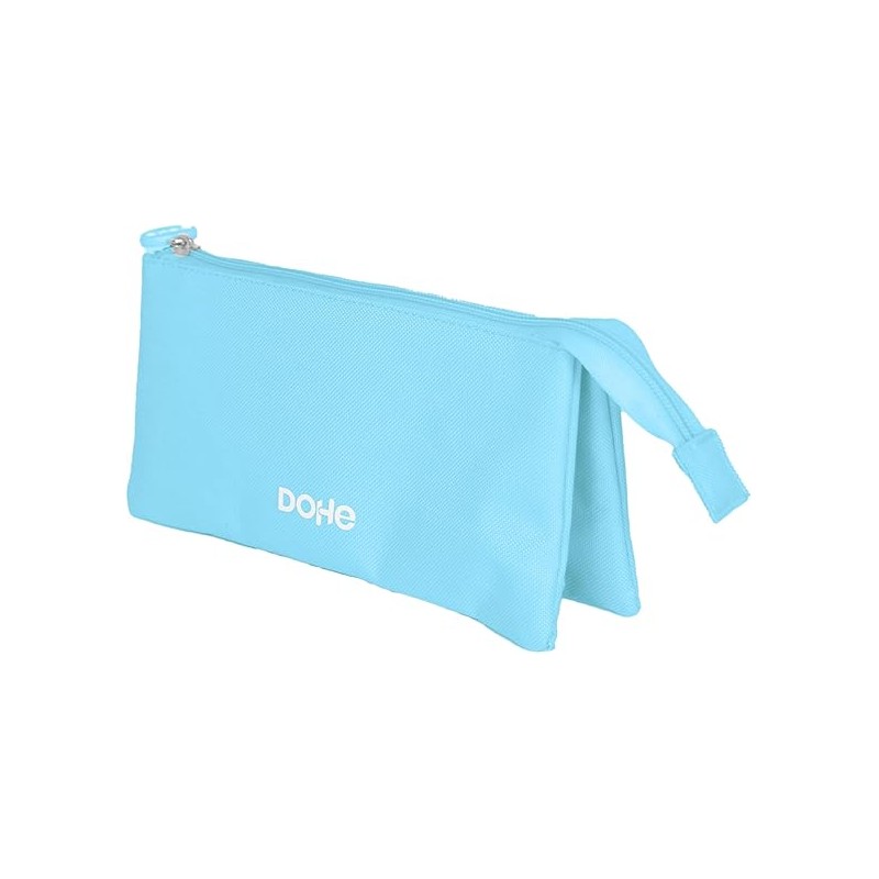 Trousse triple Dohe Serenity - Fermeture à double glissière avec tirette en caoutchouc - Bleu