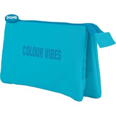 ✅ Trousse triple Dohe Colour Vibes - Fermeture à double glissière avec tirette en caoutchouc - Bleu cyan coule en stock