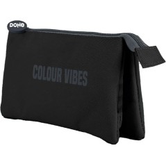 ✅ Trousse triple Dohe Colour Vibes - Fermeture à double glissière avec tirette en caoutchouc - Noir couleur No en stock