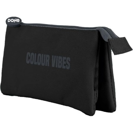 ✅ Trousse triple Dohe Colour Vibes - Fermeture à double glissière avec tirette en caoutchouc - Noir couleur No en stock