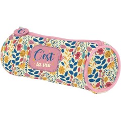 ✅ Trousse ronde simple Dohe C'est la Vie - Fermeture éclair avec tirette en caoutchouc couleur Plusieurs couleu en stock