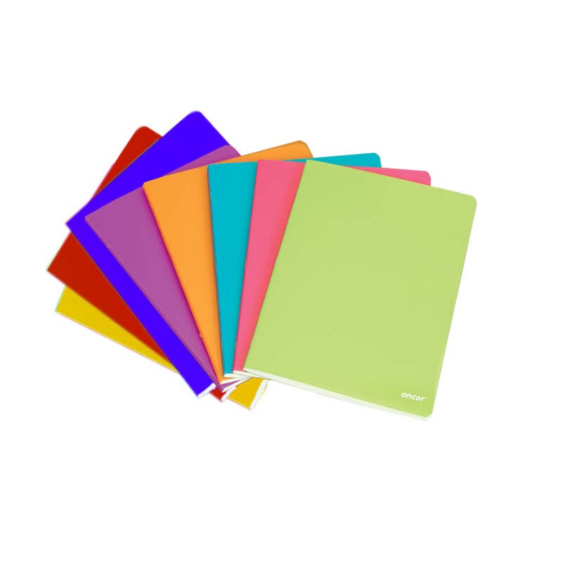 LOT de 8 Ancor Classic Stripes Carnet Format A4 Carré 5x5mm - 48 Feuilles 90gr - Couverture Polypropylène - Couleurs Assorties