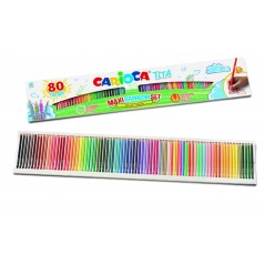 Carioca Tita Rainbow Maxi Pack de 80 Crayons en Résine - Corps Hexagonal - Couleurs Vives et Lavables - Écriture Douce - Ø 3 mm