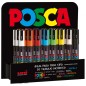LOT de 36 Posca PC-3M/3D Présentoir de 36 marqueurs peinture - Pointe conique en polyester 0,9-1,3 mm - Encre à base d'eau