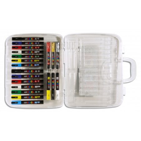 Posca PC-5M Lot de 20 Marqueurs Peinture - Pointe Polyester - Encre Pigmentée à Base d'Eau - Non Permanent - Résistant à la