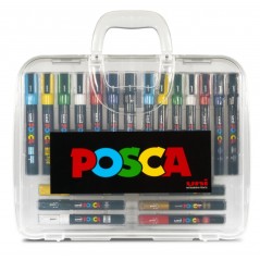 ✅ Posca PC-5M Lot de 20 Marqueurs Peinture - Pointe Polyester - Encre Pigmentée à Base d'Eau - Non Permanent - en stock