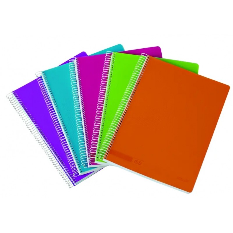 LOT de 5 Ancor Classic Stripes Carnet à Spirale Format Folio Rayure Horizontale - 80 Feuilles 90gr - Couverture Plastique