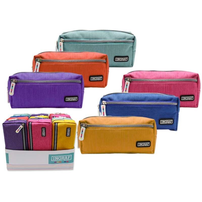 LOT de 12 Trousse plate Ingraf Mediterraneo - Design élégant - Matériau résistant - Fermeture sécurisée - Idéale pour les