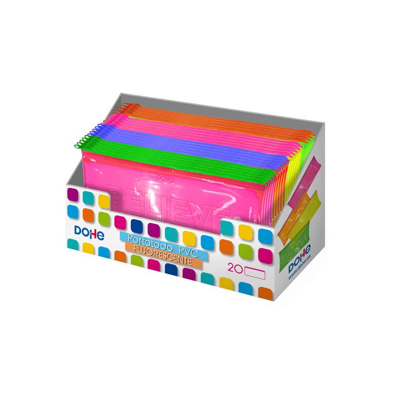 Pots à crayons plats fluorescents PVC Dohe x20 - couleurs assorties

