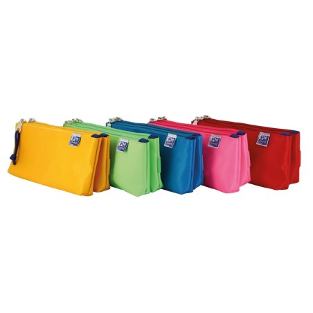 ✅ LOT de 5 Trousse double Oxford Kangoo Kids en polyester - Compacte et résistante - Couleurs assorties couleur en stock