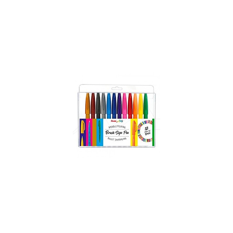 Pentel Brush Sing Pen Lot de 12 marqueurs à pointe pinceau – Lignes fines ou épaisses selon la pression – Fabriqués avec 81 %