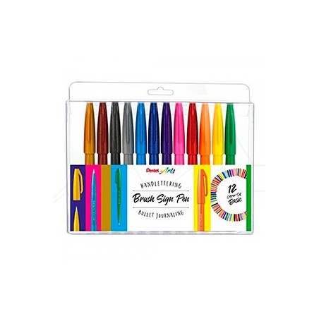 â Pentel Brush Sing Pen Lot de 12 marqueurs Ã pointe pinceau â Lignes fines ou Ã©paisses selon la pression â en stock