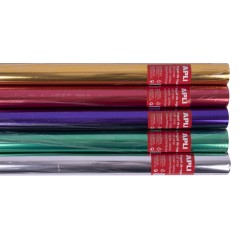 Apli Présentoir de 55 Rouleaux de Papier Cadeau Métallisé - 11 Rouleaux par Couleur - Dimensions du Rouleau 0,70x2m - Couleurs