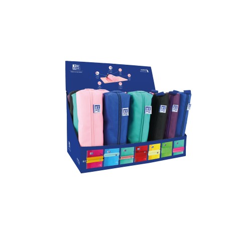 ✅ Oxford Kangoo Teens Présentoir de 24 Trousses (12 moyennes rectangulaires, 12 petites rondes) couleur Plusieu en stock