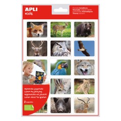 ✅ LOT de 5 Sachet Apli de Stickers Réalistes Animaux dans leur Habitat - 30 Stickers Thématiques Rectangulaire en stock
