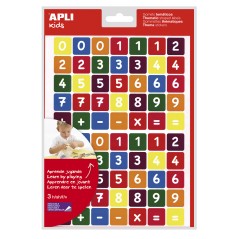 ✅ LOT de 5 Sachet d'autocollants thématiques Apli Numbers - 210 autocollants sur 3 feuilles - Adhésif amovible en stock