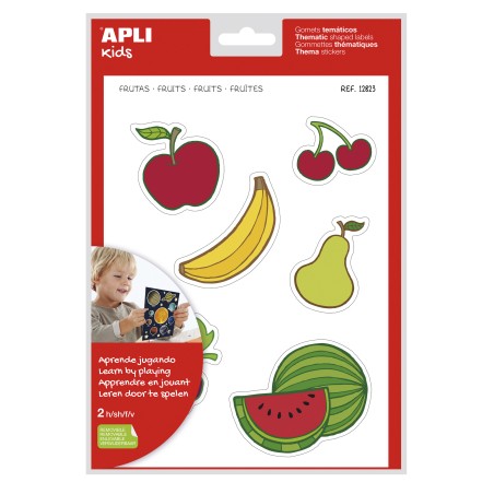 ✅ LOT de 5 Apli Fruit Theme Stickers xL - 22 Stickers sur 2 Feuilles A4 - Développé avec des éducateurs - Adh en stock