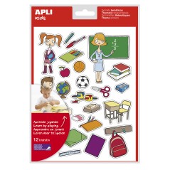 ✅ LOT de 5 École thématique Apli Gomets - 312 unités - Adhésif amovible - Illustrations pédagogiques - Form en stock