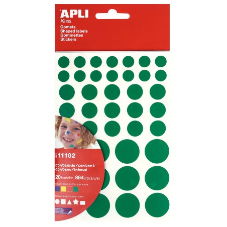 ✅ LOT de 10 Autocollants adhésifs amovibles Apli - 864 autocollants par sac - Différentes couleurs, formes et en stock