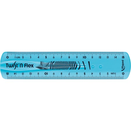 Règle Maped Twist'n Flex de 15 cm. Flexible - Incassable - Double Graduation - Blister de 1 unités. - Couleurs assorties :