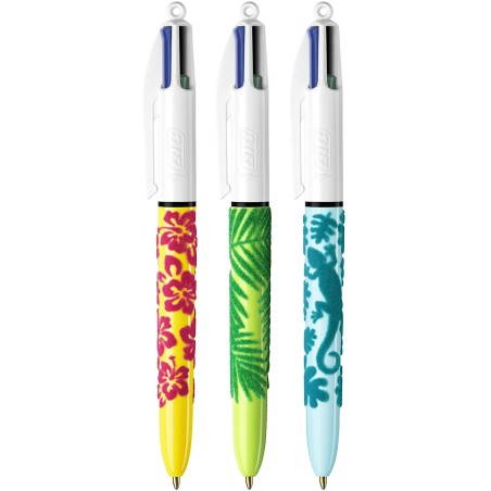 stylos bille motifs tropicaux colorés