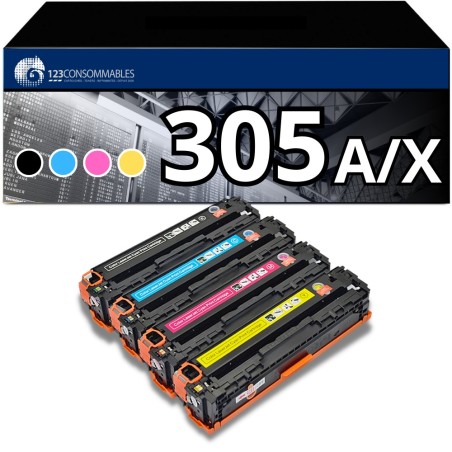 ✅ Pack 4 toners compatible HP 305A/X couleur pack en stock