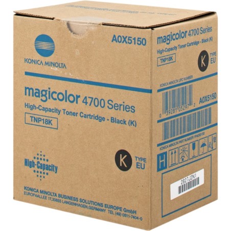 ✅ Konica Minolta A0X5150 (TNP18K) Tone rnoir couleur Noir en stock