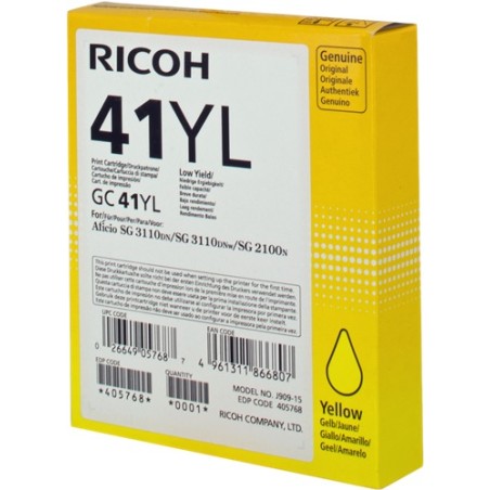 ✅ Ricoh cartouche gel encre GC-41YL jaune couleur jaune en stock