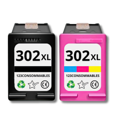Pack 123CONSOMMABLES compatible HP 302 XL noir et couleur