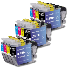 Pack 123CONSOMMABLES compatible BROTHER LC3219 XL, 12 cartouches