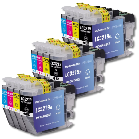 Pack 123CONSOMMABLES compatible BROTHER LC3219 XL, 12 cartouches