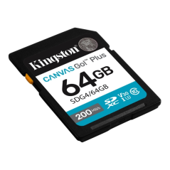 Carte SDXC Kingston 64 Go UHS-I U3 V30 Classe 10 200 Mo/s Canvas Go Plus