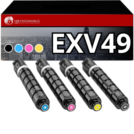 ✅ Pack Toner compatible Canon CEXV49 4 couleurs couleur pack en stock