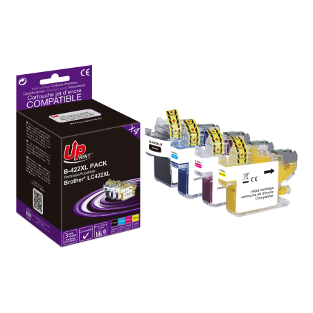 ✅ Pack UPrint 4 cartouches compatible Brother LC422 XL couleur pack en stock