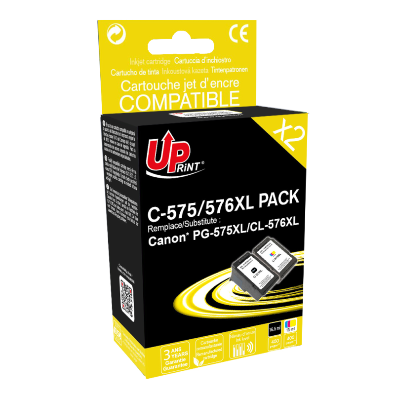 Pack UPrint compatible CANON PG-575XL/CL-576XL, 2 cartouches Pack UPrint compatible CANON PG-575XL/CL-576XL, 2 cartouches