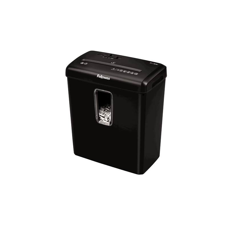 Fellowes P-30C Destructeur de papier manuel à coupe de particules - Détruit jusqu'à 6 feuilles - 15L - Couleur noire