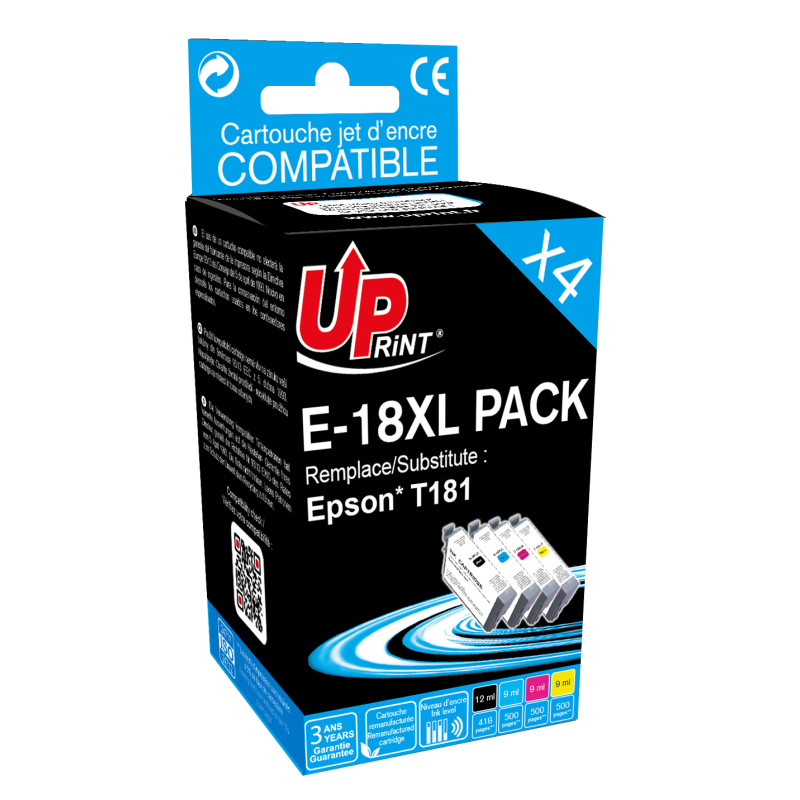 Pack UPrint 4 cartouches compatible EPSON T18XL