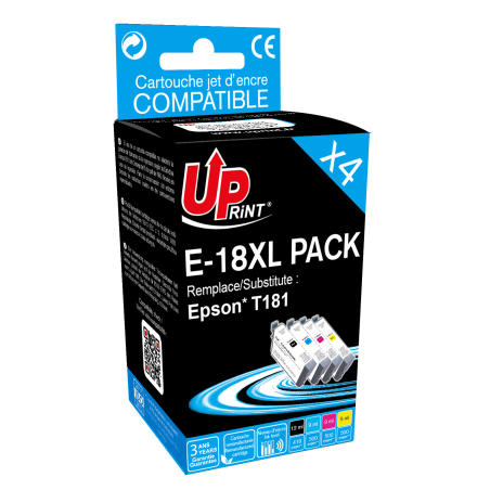 ✅ Pack UPrint 4 cartouches compatible EPSON T18XL couleur pack en stock