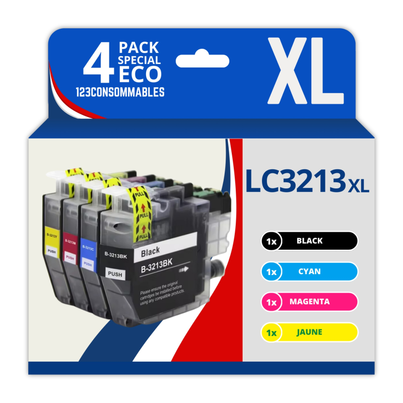 Pack compatible BROTHER LC-3213 XL 4 cartouches Pack compatible BROTHER LC-3213 XL 4 cartouches