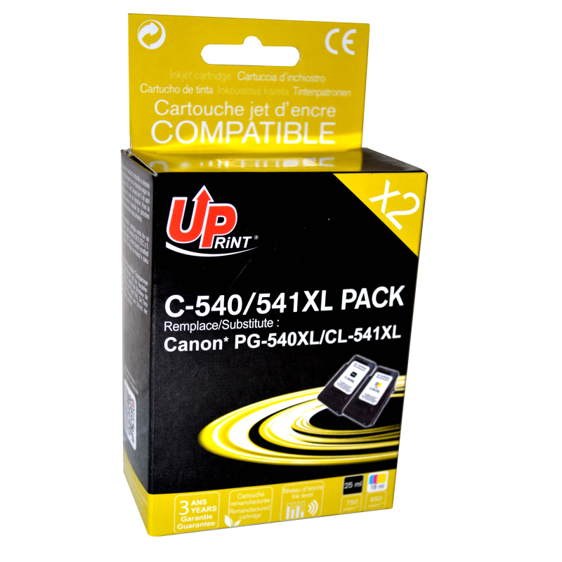 Pack UPrint compatible CANON PG-540 XL/CL-541 XL, 2 cartouches